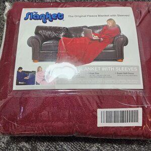The Slanket Blanket with Sleeves Wrap Up in Soft Fleece Wine Red Color 60" x 95"